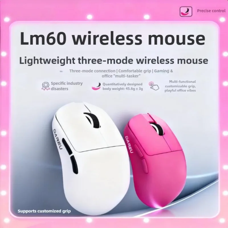 

DAREU LM60E-Sports Gaming Mouse3-режимная, 600 мАч, длительный срок службы батареи, регулируемое разрешение точек на дюйм для ноутбуков и настольных компьютеров, игровая мышь FPS