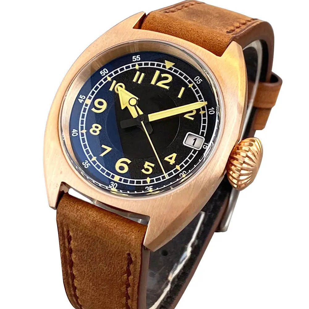 CUSN8 bronze green dial field observation yellow number mark Replica watch Military Watch Luminous Personality Retro Pilot Watch