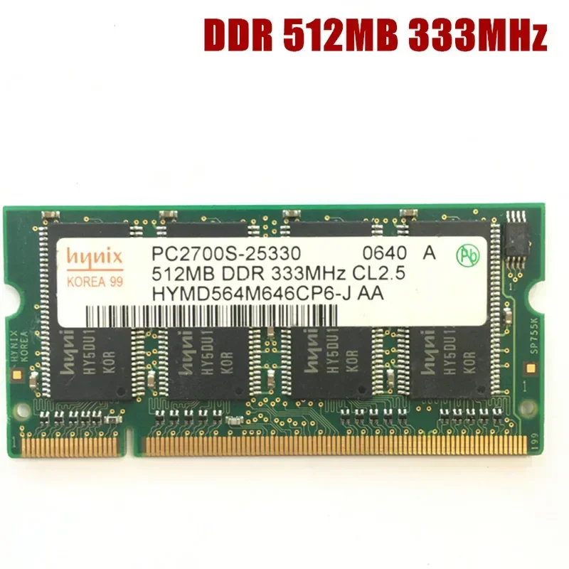 Hynix Chipset DDR DDR1 512MB 333MHz PC-2700S Notebook Memory Laptop RAM SODIMM 333 for Intel for Amd PC2700S