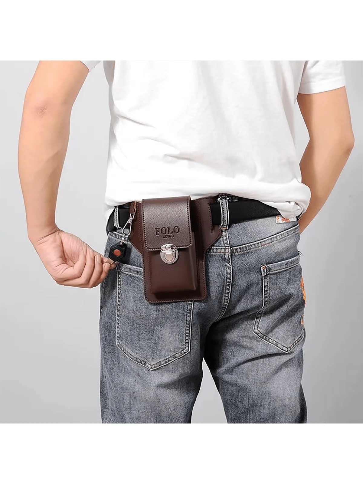 Leather Belt Bag With Belt Loop, Cell Phone Holster And Cell Phone Pouch Wallet, Suitable For Most Mobile Phones