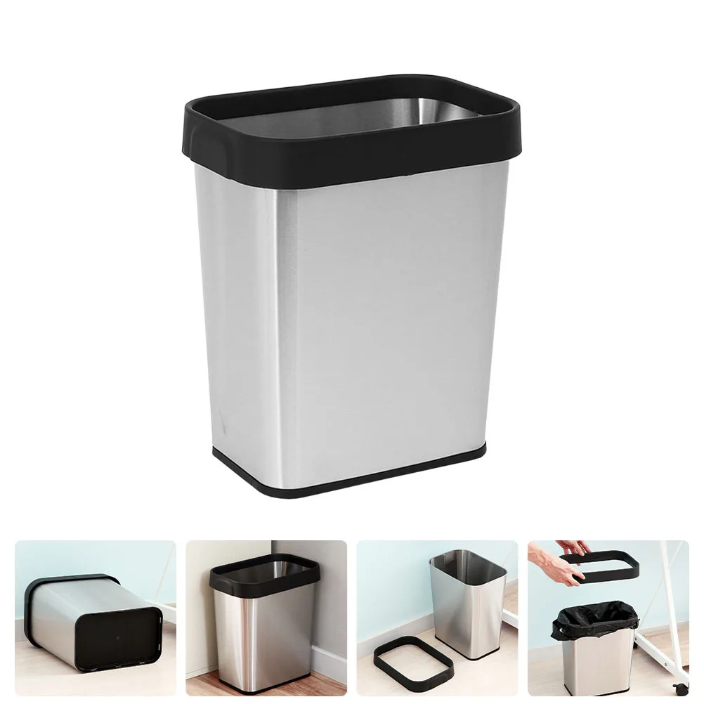 

Stainless Steel Trash Can Modern Rectangle Wastebasket For Home Office Hotel Restaurant Rubbish Bin Waste Storage Container