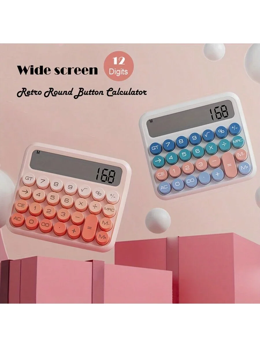 1pc, Aesthetic Calculator Desktop 12 Digit With Large LCD Display, Candy Color Calculator Big Buttons, Sensitive Buttons, Calcul