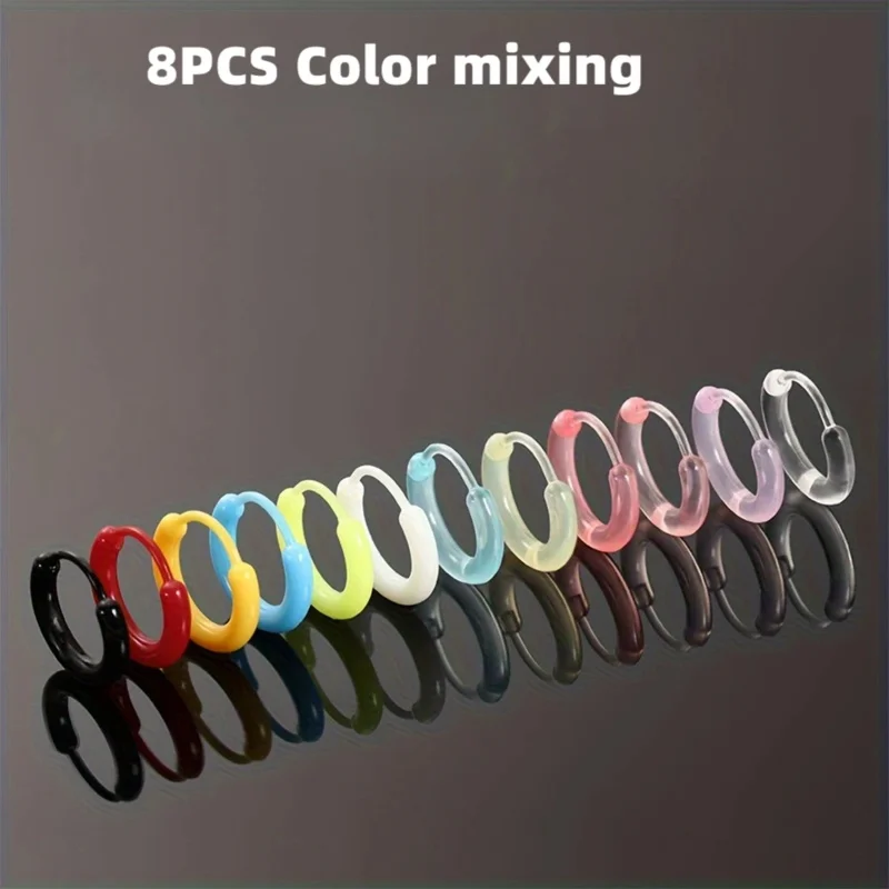8 piezas de pendientes de resina antialérgica de colores mezclados: adecuados tanto para uso diario como para fiestas, estilo lindo y simple,