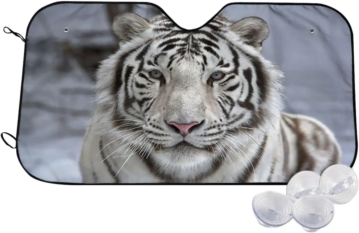 White Bengal Tiger Pattern Sun Shade Front Window Sunshade for Most Sedans SUV Blocks Max Uv Rays and Keep Your Vehicle Cool