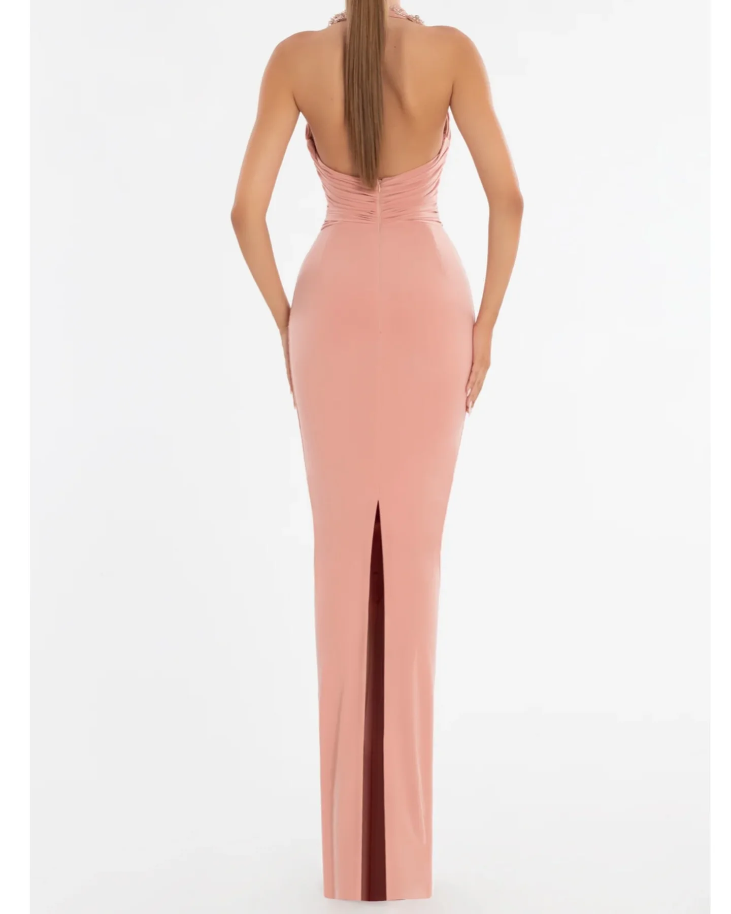 Maßgeschneidertes sexy Jersey-Abendkleid mit geradem Kristall, temperamentvoll, ärmellos, Neckholder, bodenlang, فستان • • Daug__