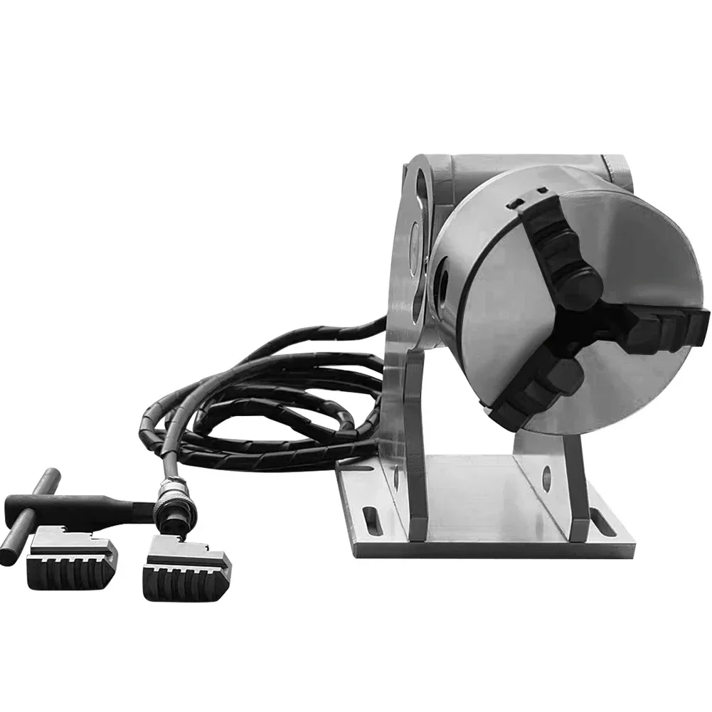SIHAO 3 Claws Rotary Axis for Fiber Laser Marking Machine | 80mm Max Rotation Axis High-Precision Nameplate Engraving Tool