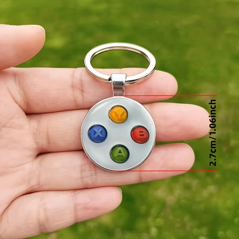 1pc game button keychain, men's keychain, car interior pendant keychain