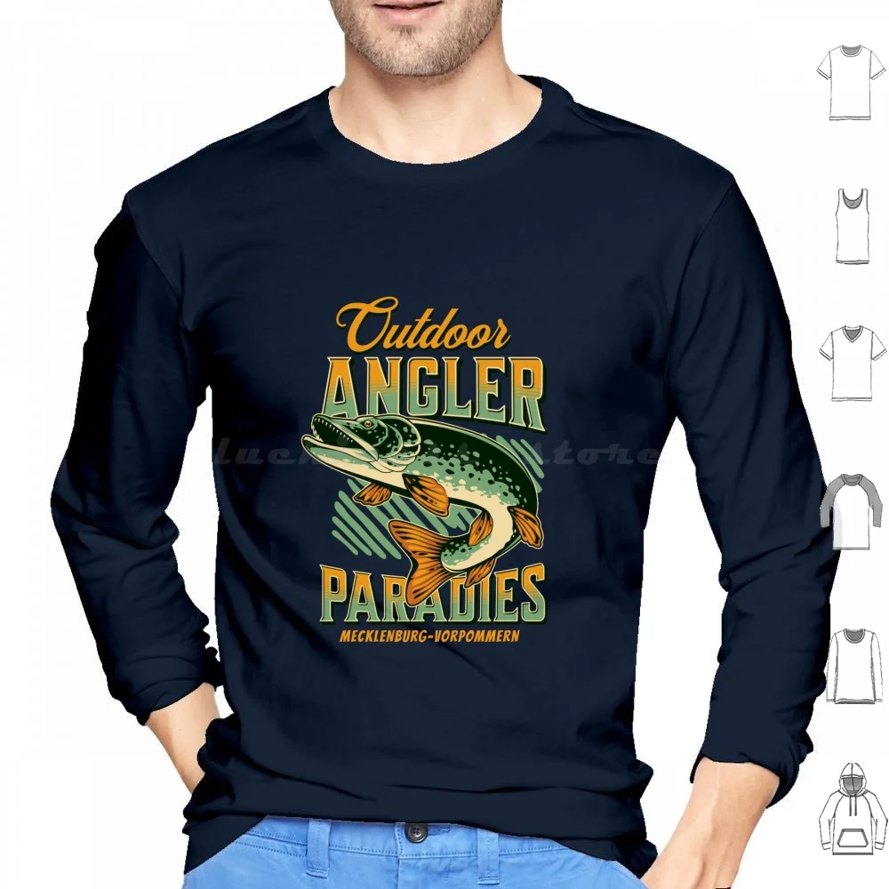 

Anglers , Trout , Pike , Mecklenburg , Western Pomerania Hoodie cotton Long Sleeve Fishing Trout Mecklenburg Western