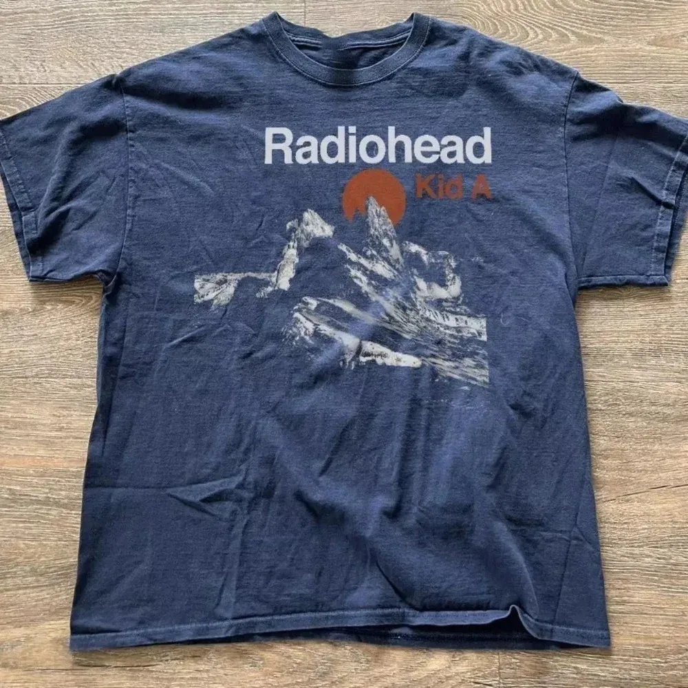 Radiohead Kid A's Album Tour Concert Rare Navy Blue T-shirts Men Women Streetwear Oversized Y2k Casual Soft Short-sleeved Shirts