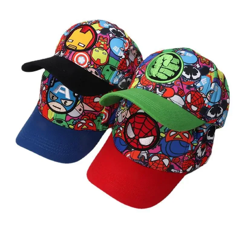 Marvel Anime Movies Avengers Baseball Cap Spiderman Hulk Iron Man Captain America Kids Hip Hop Hats Children Birthday Gifts