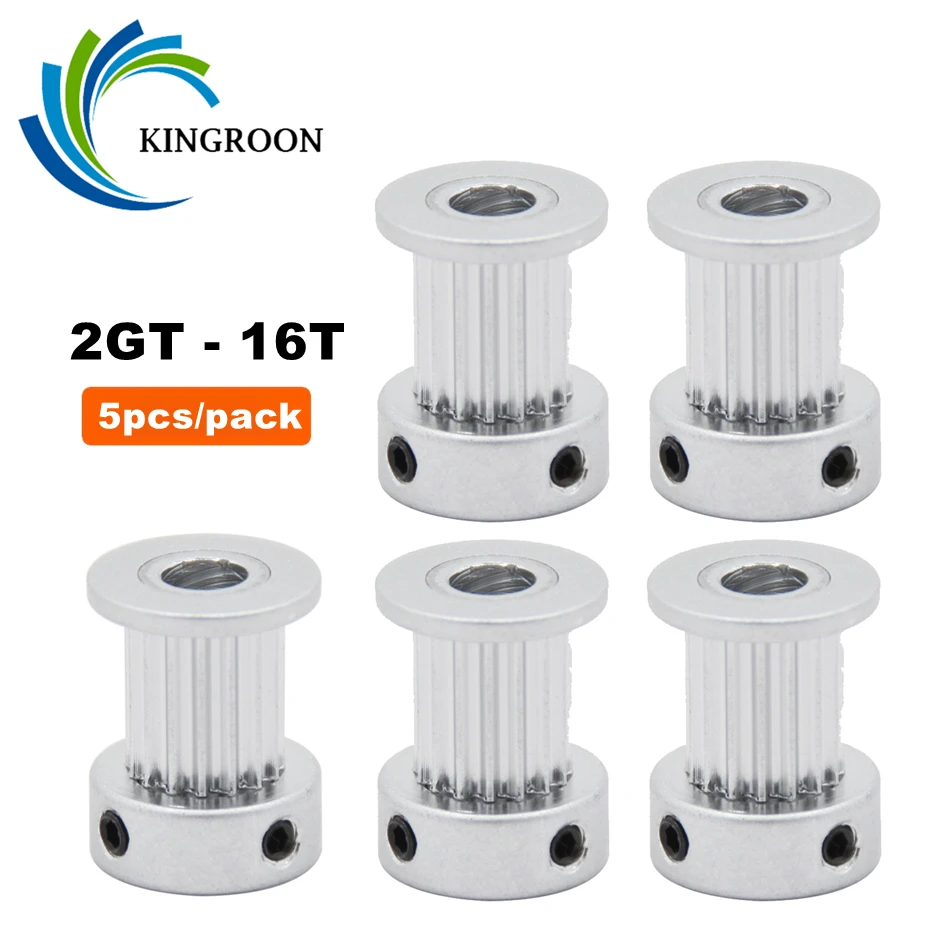 5pcs GT2 Timing Pulley 16tooth Aluminium 3D Printers Parts Synchronous Wheel Gear 2GT 16 teeth Screw Part For Width 10mm Belt