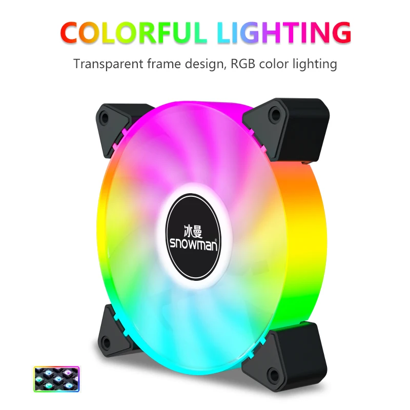 120MM Desktop PC Case Cooler Fan With LED Light Quiet Operating High Performance Cooling Fan for Gaming PC Case GF120-RGB