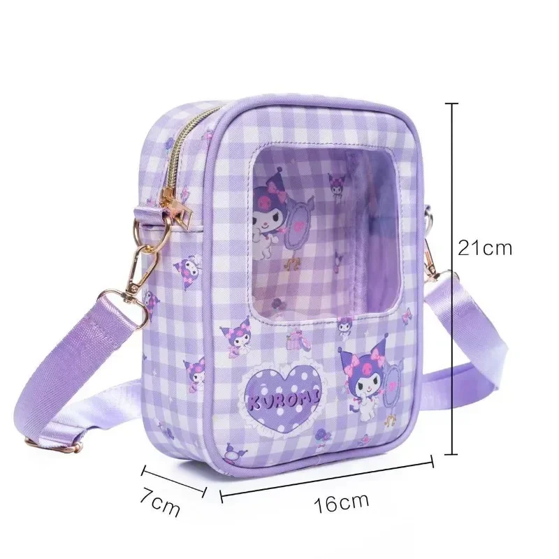 Japanese Cartoon Cute Backpack Melody Game Bag Kuromi Purple Backpack Hello Kitty Cinnamoroll Mobile ID Transparent Storage Bag