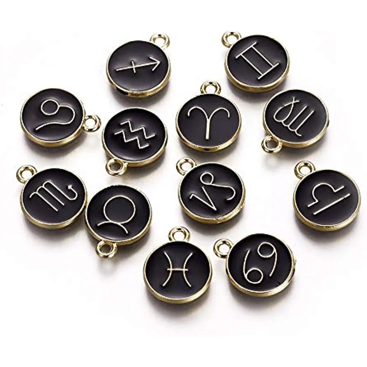 12 PCS Vintage Metal Zodiac Sign Charms for Jewelry Making Women Girl DIY Bracelet Craft Decor