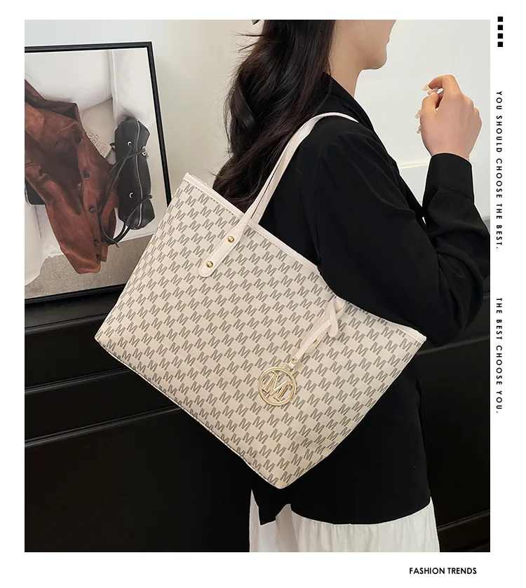 Große Kapazität Pendler-Tragetaschen Modische bedruckte Pu-Leder-Handtasche für Frauen College-Studenten Klasse Handtaschen Schultertasche – Detail 1