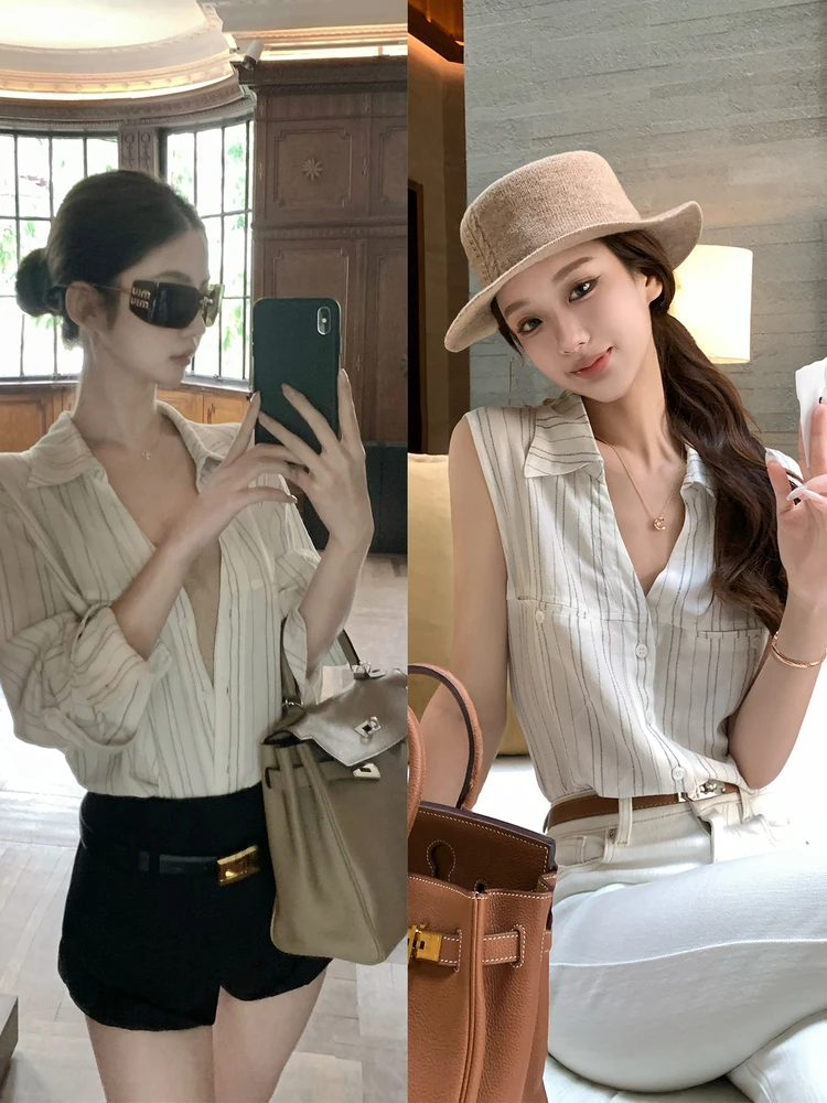 

Wuuus Linen irt женские летние полосатые irt Svel Long Sve Version Simple Sle повседневные удобные дышащие