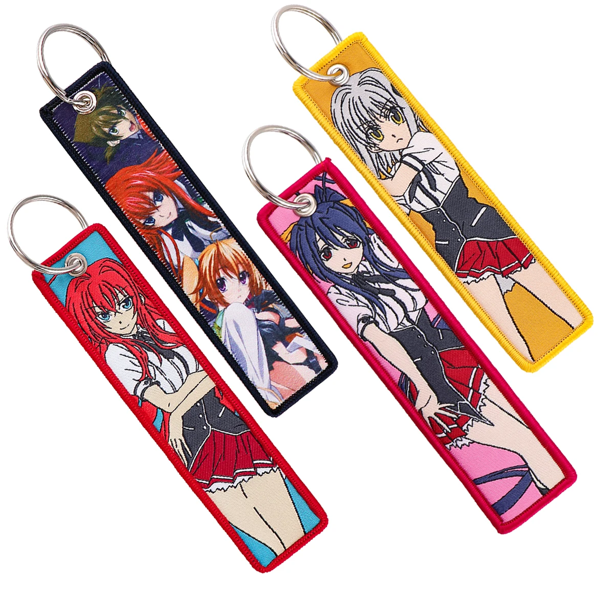 Anime Girls Key Tag Embroidery Key Fobs Keychain For Car Keys Backpack Key Ring Holder Chaveiro Jewelry Accessories