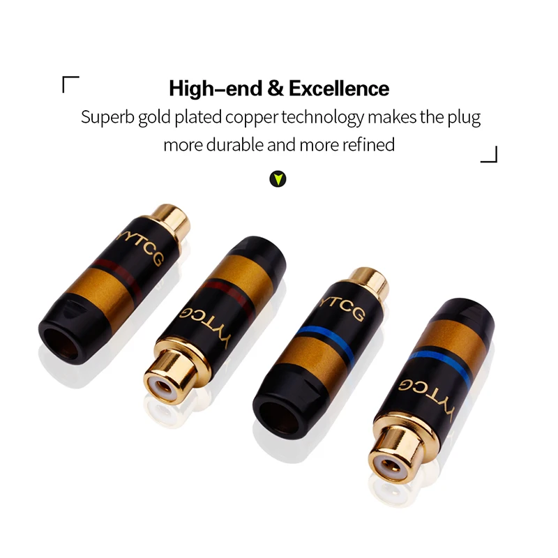 YYTCG 4 Cái/lốc Chất Lượng Cao Mạ Vàng Cổng Kết Nối RCA RCA Jack Cái Adapter Video/Audio Dây Cổng Kết Nối
