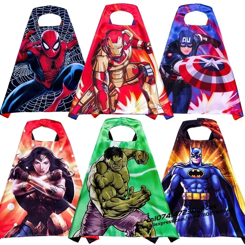 Disney Marvel Masquerade Frozen Mask Cape Cloak Kids T-shirt Anime Spider Man Batman Cloak Action Figure Marvel Cosplay Child