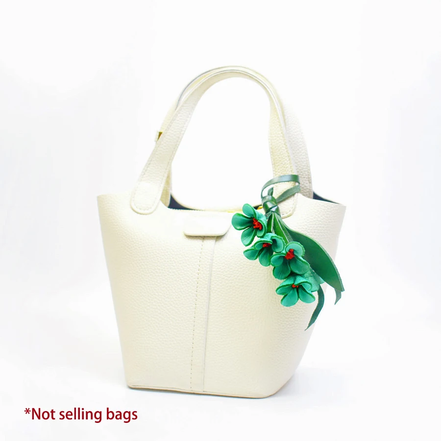 Multi-color Hanger Flower Cowhide Leather Bag Pendant Car Keyring Handmade Keychain Fashion Creative Bag Pendant Women Bag Charm