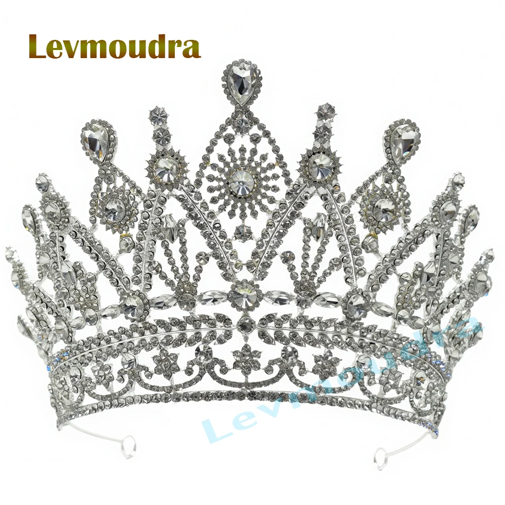 

Levmoudra Crystal Wedding Tiara for Women Royal Queen Crown Rhinestone Princess Tiara Hair Accessories for Pageant