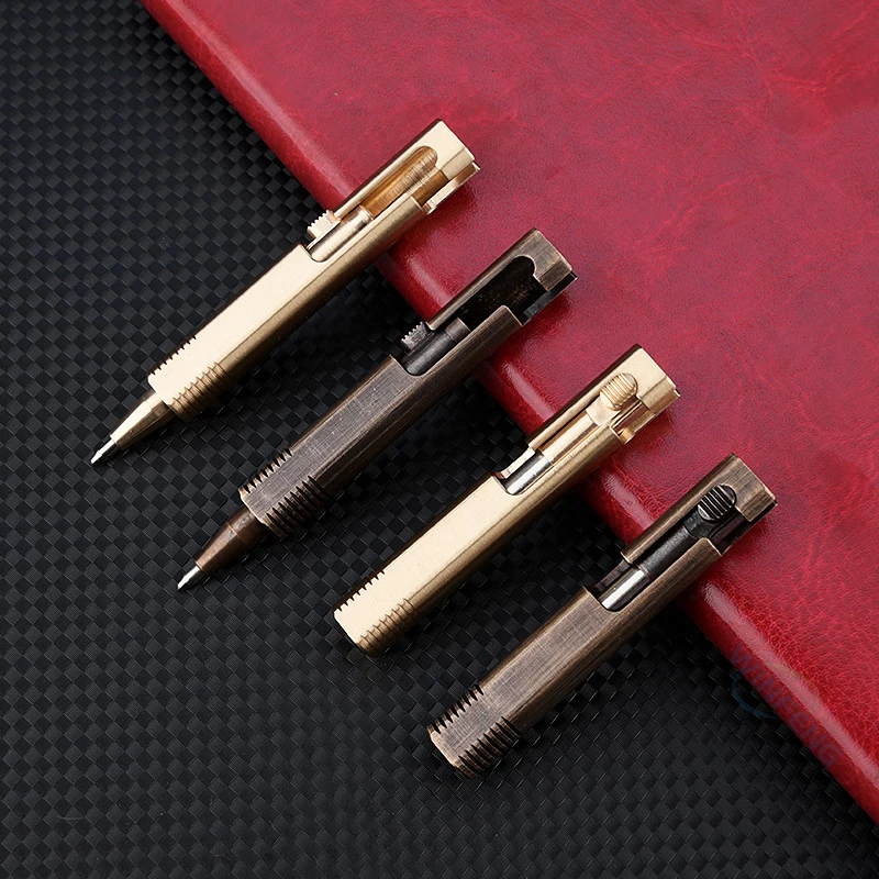 Mini Bolt Action Ballpoint Pen Retro Brass Business Signature Pen Outdoor Camping Tactical Writing Tool Office School Stationery