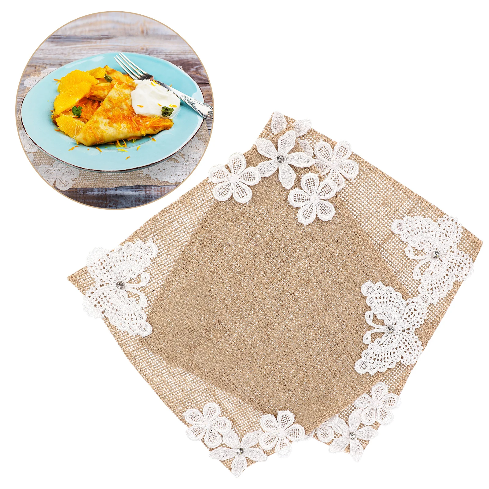 2 قطعة مفرش طاولة طعام من الكتان مفرش طاولة ممتاز مقاوم للحرارة ديكور قابل لإعادة الاستخدام لولائم الزفاف وعطلة المنزل #3