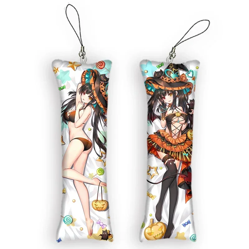 

New Pattern Cute Kurumi Tokisaki Mini Dakimakura Key Chain Anime Date A Live Pendant Otaku Bag Backpack Decor Keychain Gifts