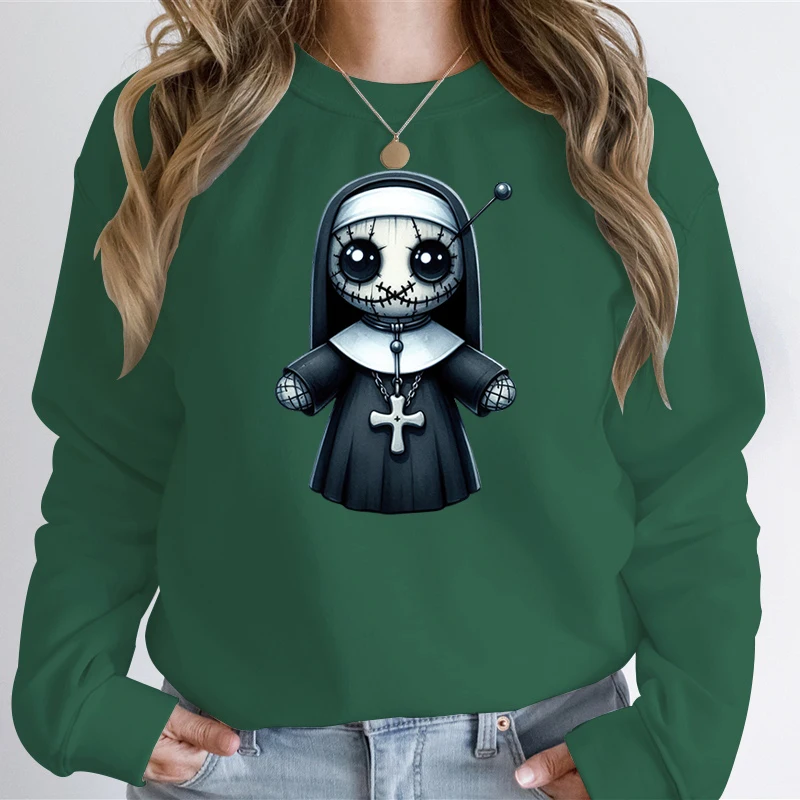 Halloween Gothic Horror Girls Print Female Sweatshirt Women Autumn Winter Hoodies Spooky Season Pullover Winter New Fleece Tops