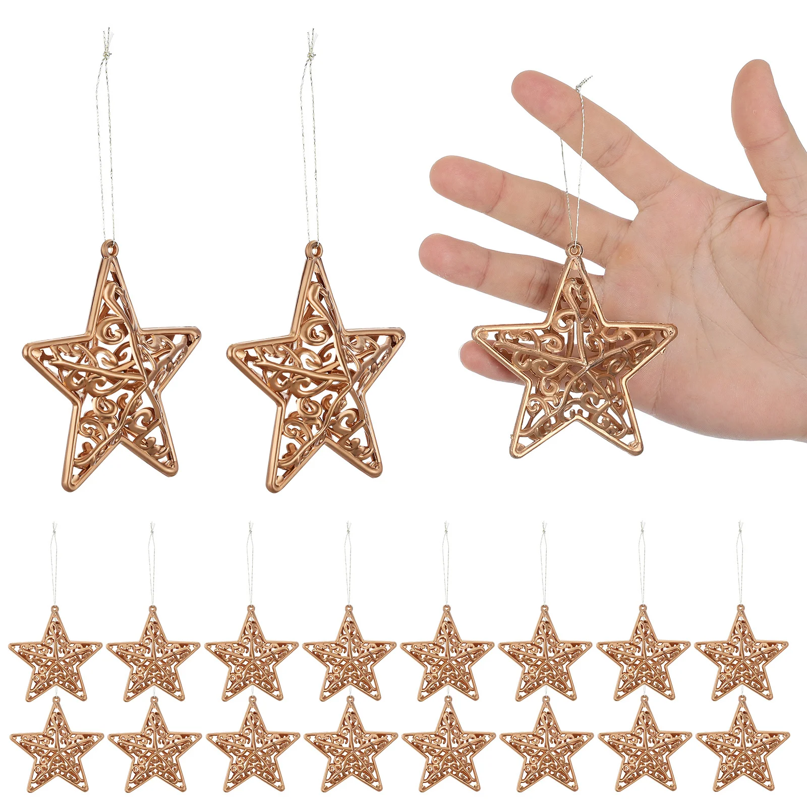 

18 Pcs Entryway Wall Decor Glitter Star Ornaments Hanging Golden Treetop Garden Plume Stars Decorations Creative Prop Home