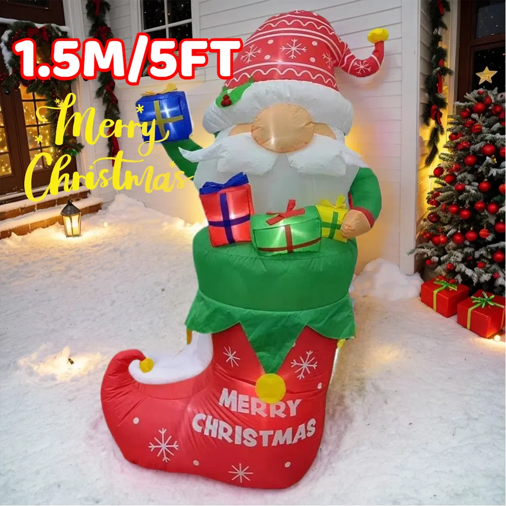 

1.5M/5FT Christmas Inflatable Santa Claus Outdoor Decoration with LED Lights for Yard Park Lawn Garden Decor Holiday Party Decor