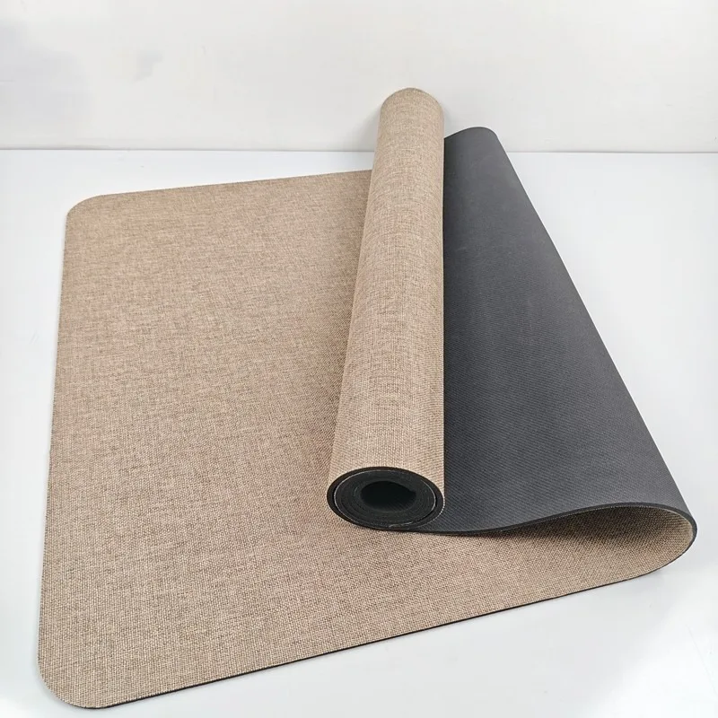 Flax Yoga Mat 5MM Thickness Natural Rubber Eco-Friendly Anti-Slip Soundproof Shock-Absorbing Fitness Mat for Men and Women
