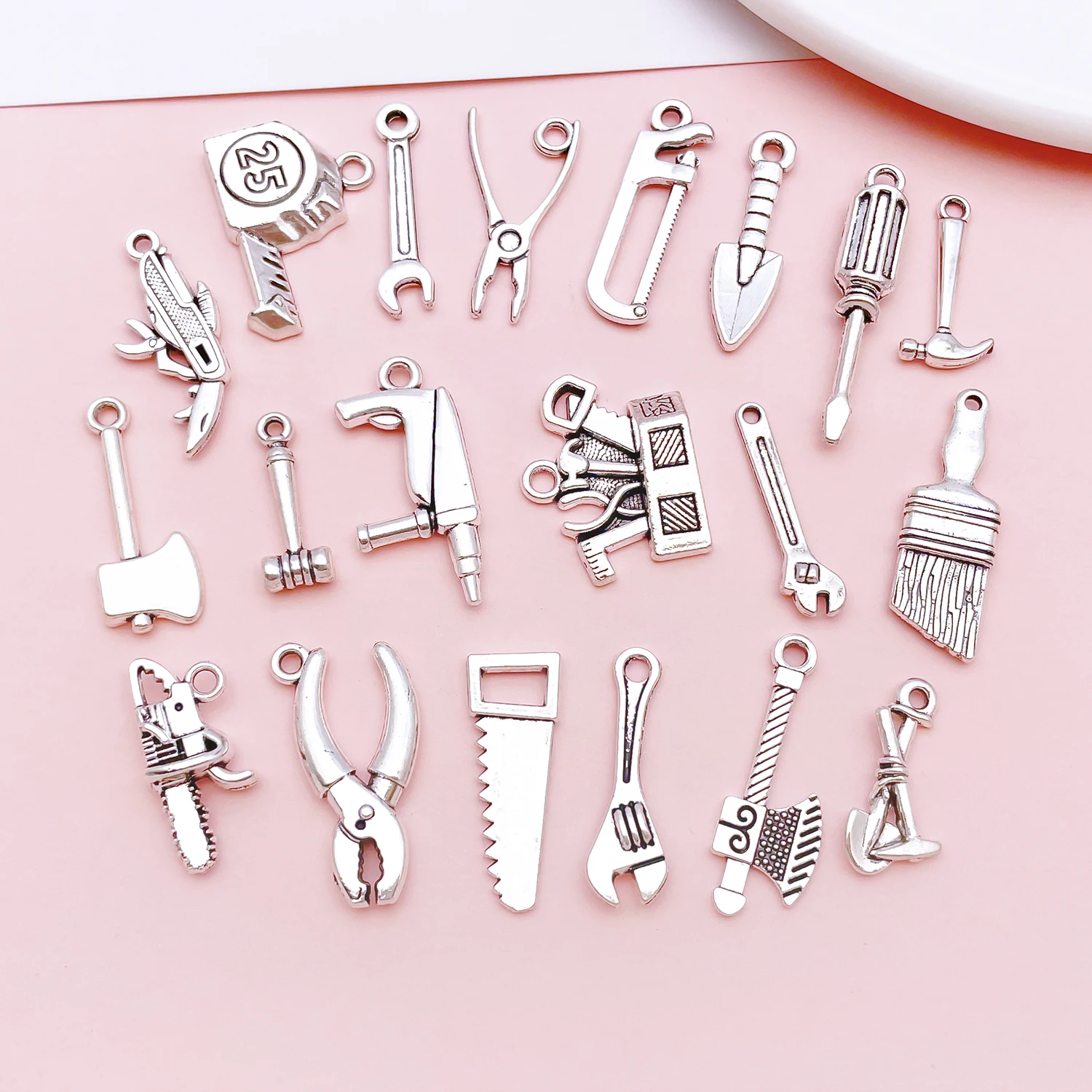 2pcs/20pcs Alloy Ancient Silvery Tool Series Pendant Jewelry Making DIY Earrings Charms for Jewelry Bracelets Necklace