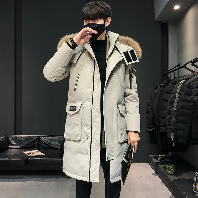 Heren Winter Warm Jack 2023 Nieuwe Dikke Casual Capuchon Lange Down Windjack Herenjas Merk Oversized Zwart Winddicht Heren Parka \'S