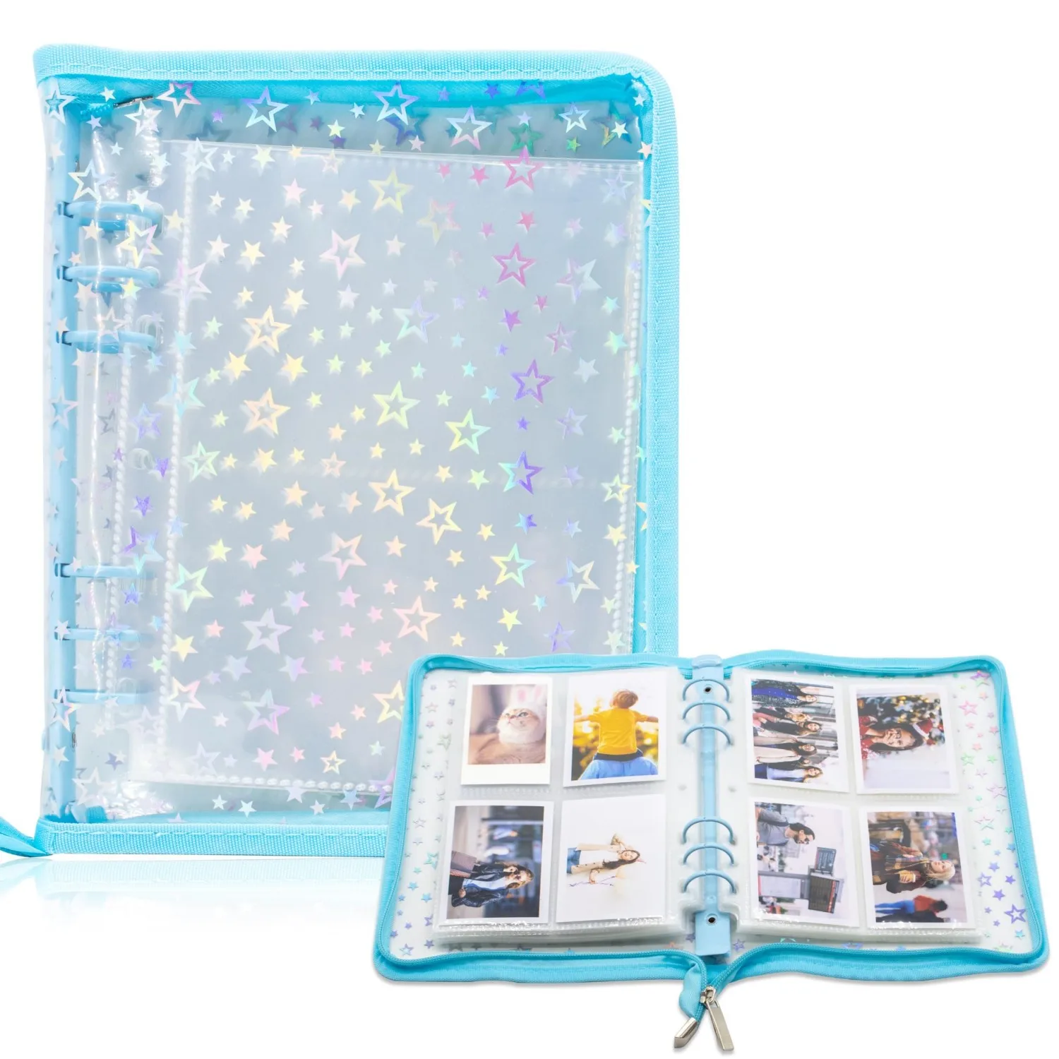 Sticker Storage Organizer Binder A5 Sticker Collecting Book Reusable Zipper Album with 40PCS Pocket Page and 10PCS Release Paper