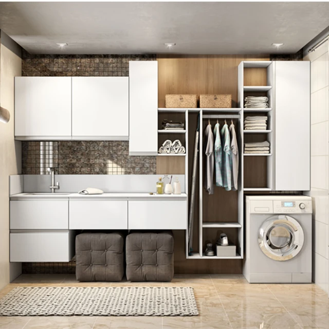 

Заводская цена BFP, современный шкаф для белья с шкафом для раковины, лаковая смесь цветов, дизайн для стирки, сделано в Китае