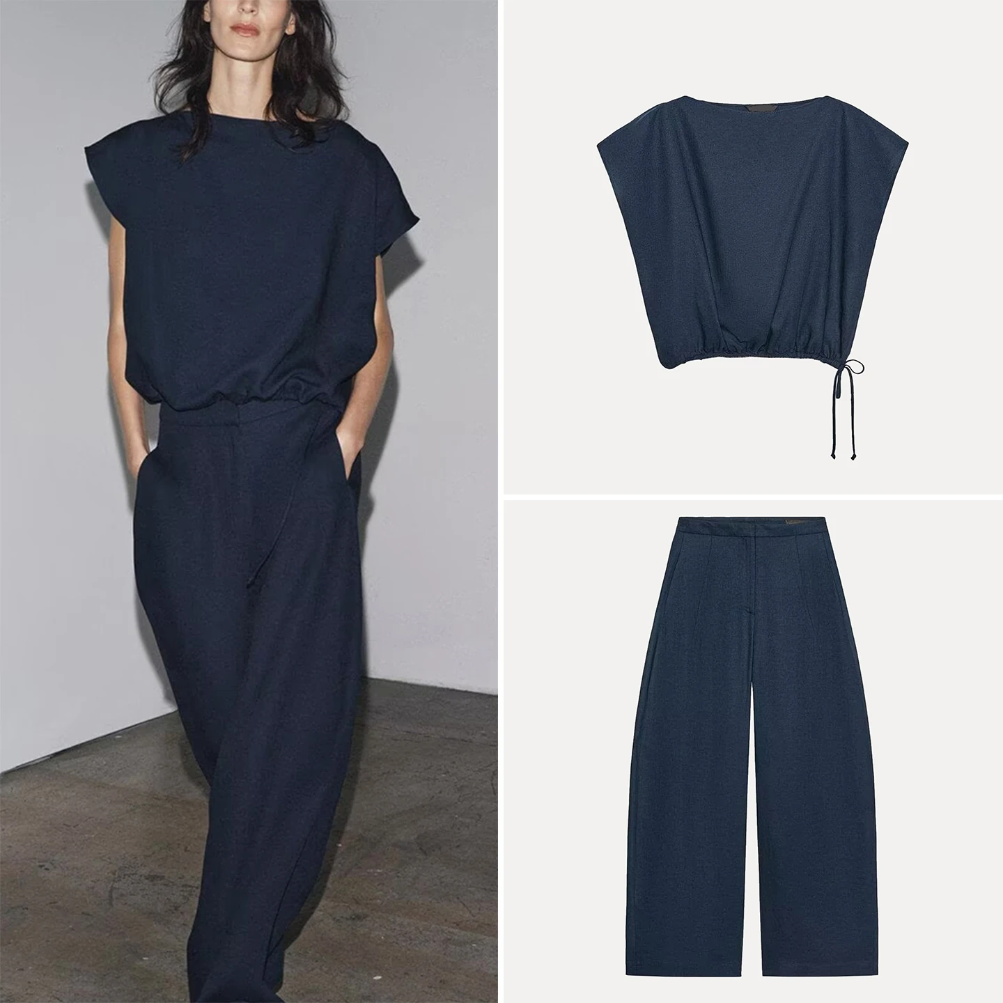 

2025 Autumn New Arrival Women's Faion Balloon Pants Belted Top Individual Sle Ladies Suit European Sle Four Seasons Wear