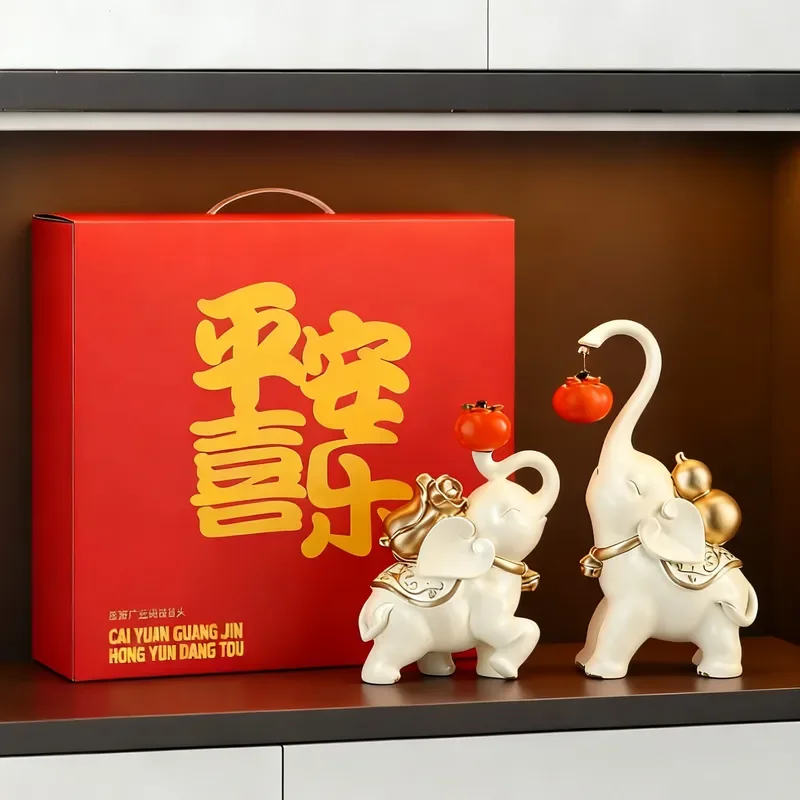 for Persimmon Ruyi Elephant Ornament Light Luxury High-end Living Room Lucky TV Cabinet Wine Cabinet Decoration Household New