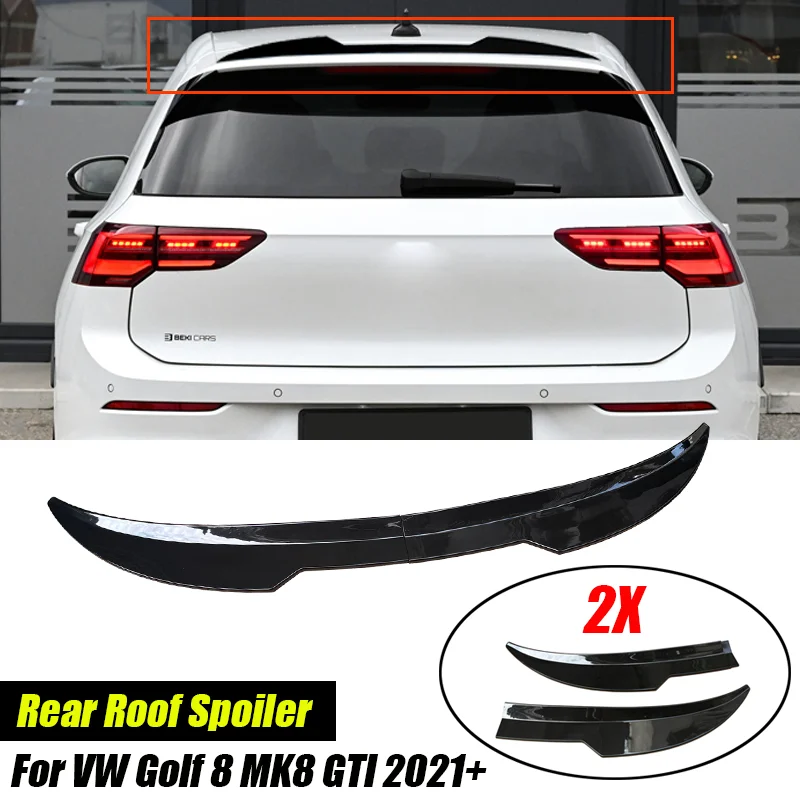 2Pcs 99cm Car Rear Roof Spoiler Lip For Volkswagen VW Golf 8 MK8 GTI 2021-2023 Gloss Black ABS