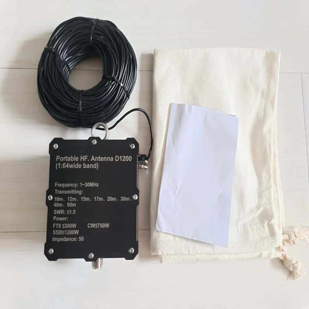 1-30MHz 1200W Pocket HF Antenna D1200 Pocket Shortwave Antenna 1~30MHz Inverted V Horizontal Balun Long Line