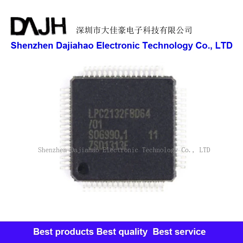 1pcs/lot LPC2132FBD64 QFP MCU 16-bit/32-bit ARM7TDMI-S RISC 64KB Flash 3.3V 64-Pin LQFP Tray