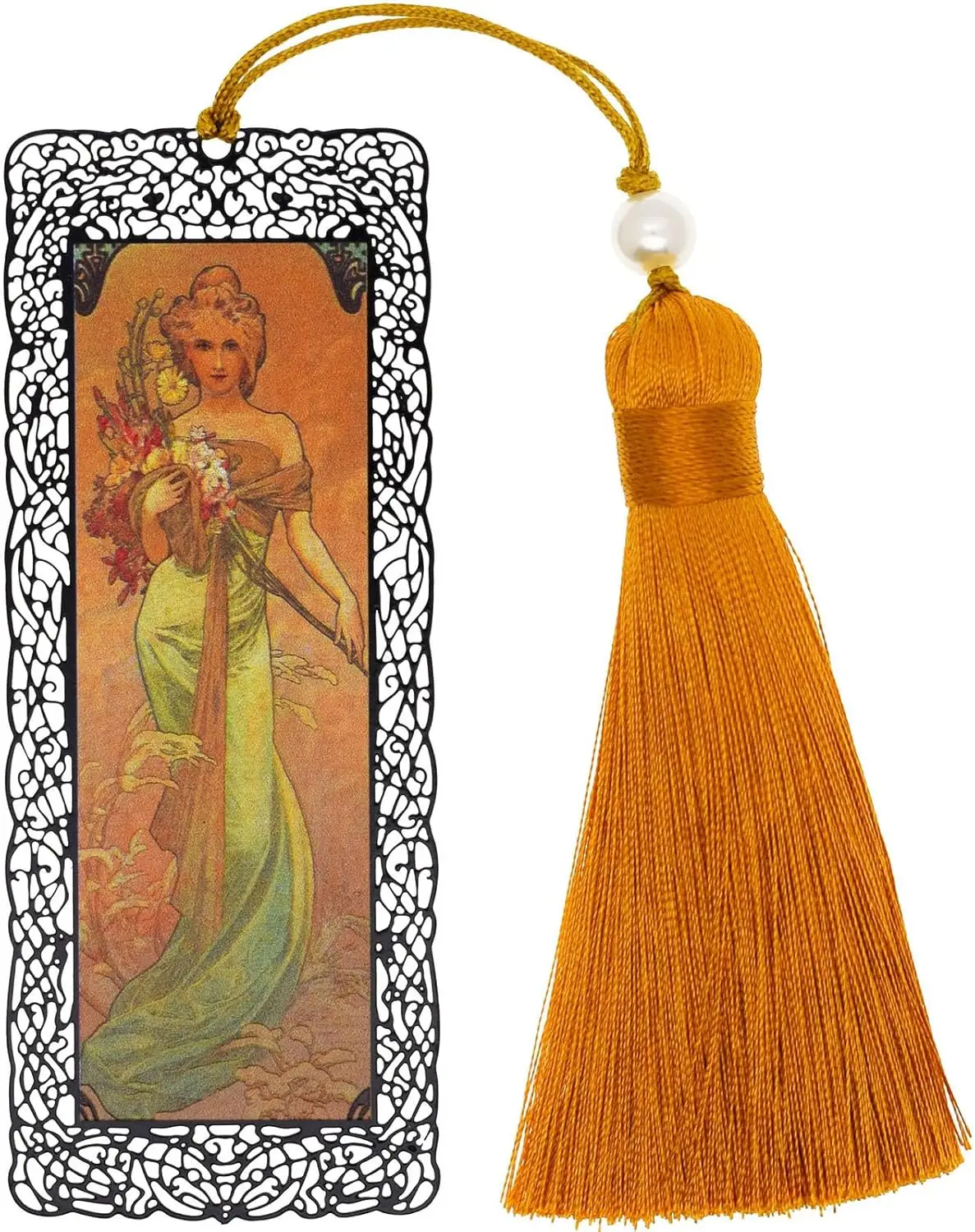 Metal Bookmarks with Tassels Art Book Markes for Women Mom Teachers Book Lovers -Alphonse Mucha