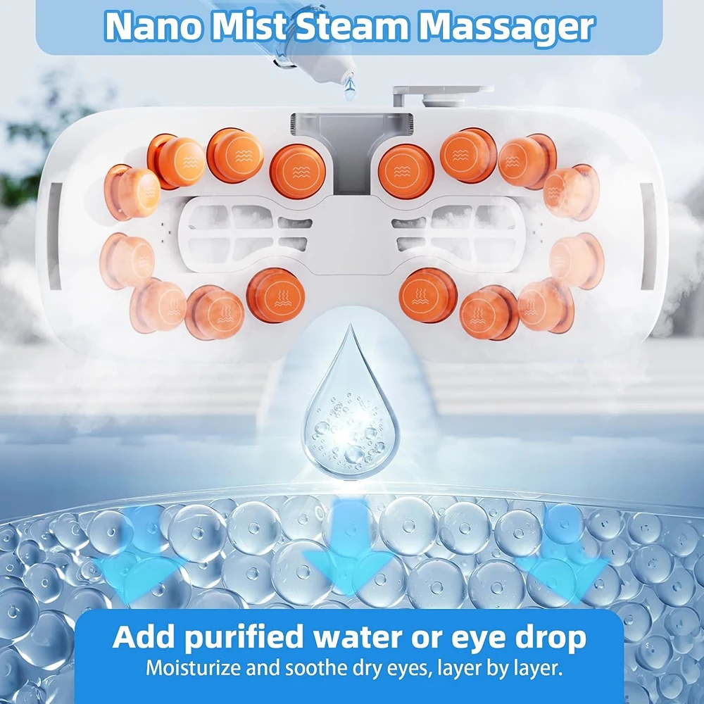 Smart Heated Mist Eye Massager Bluetooth Eye Care Device Point Acupressure Massager For Puffy Eyes Relieve Fatigue Dark Circles