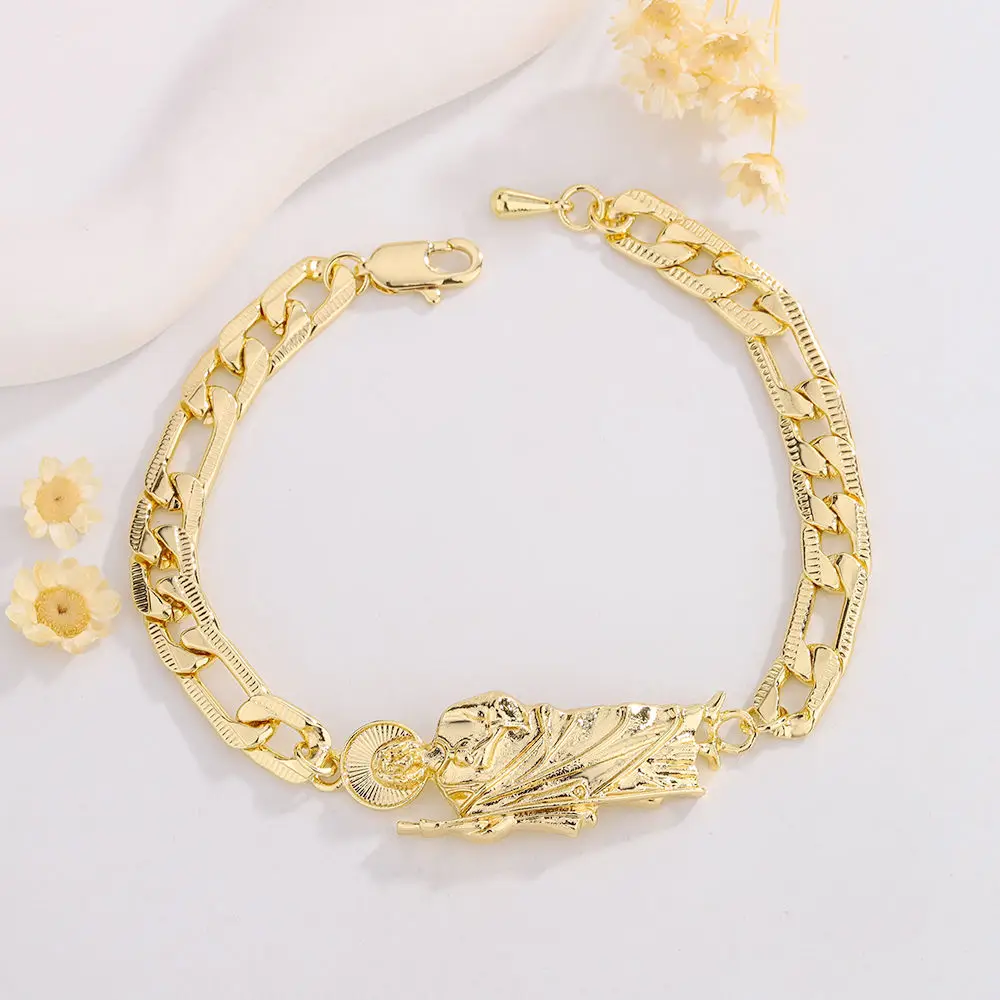

Luck Personality 18k Gold-plated Jewelry Religious St. Jude Figure Figaro Bracelet Suitable for Men and Women with Accessories