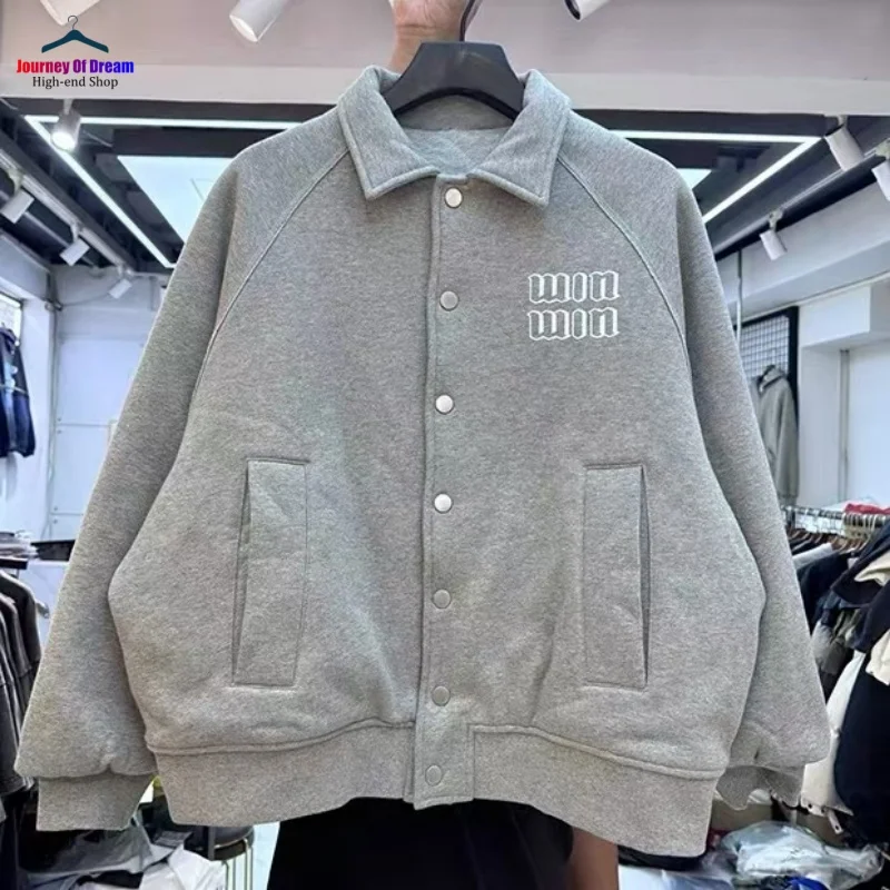 Trend High Street Grey Lapel Splicing Jacket Cotton Thick Fabric Warm Fashion Simple High-end Buckle Coats