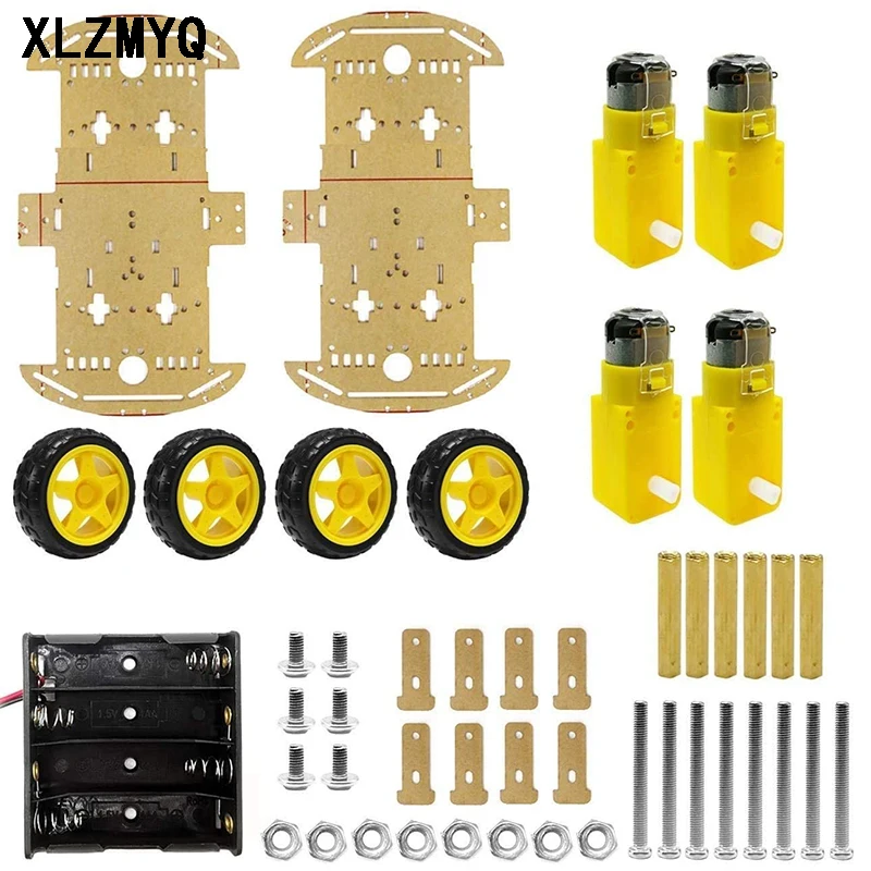 For Arduino Smart Car DIY Kit 4WD Smart Robot Car Chassis Kits Car With Speed Encoder and Battery Box Diy Electronic Kit