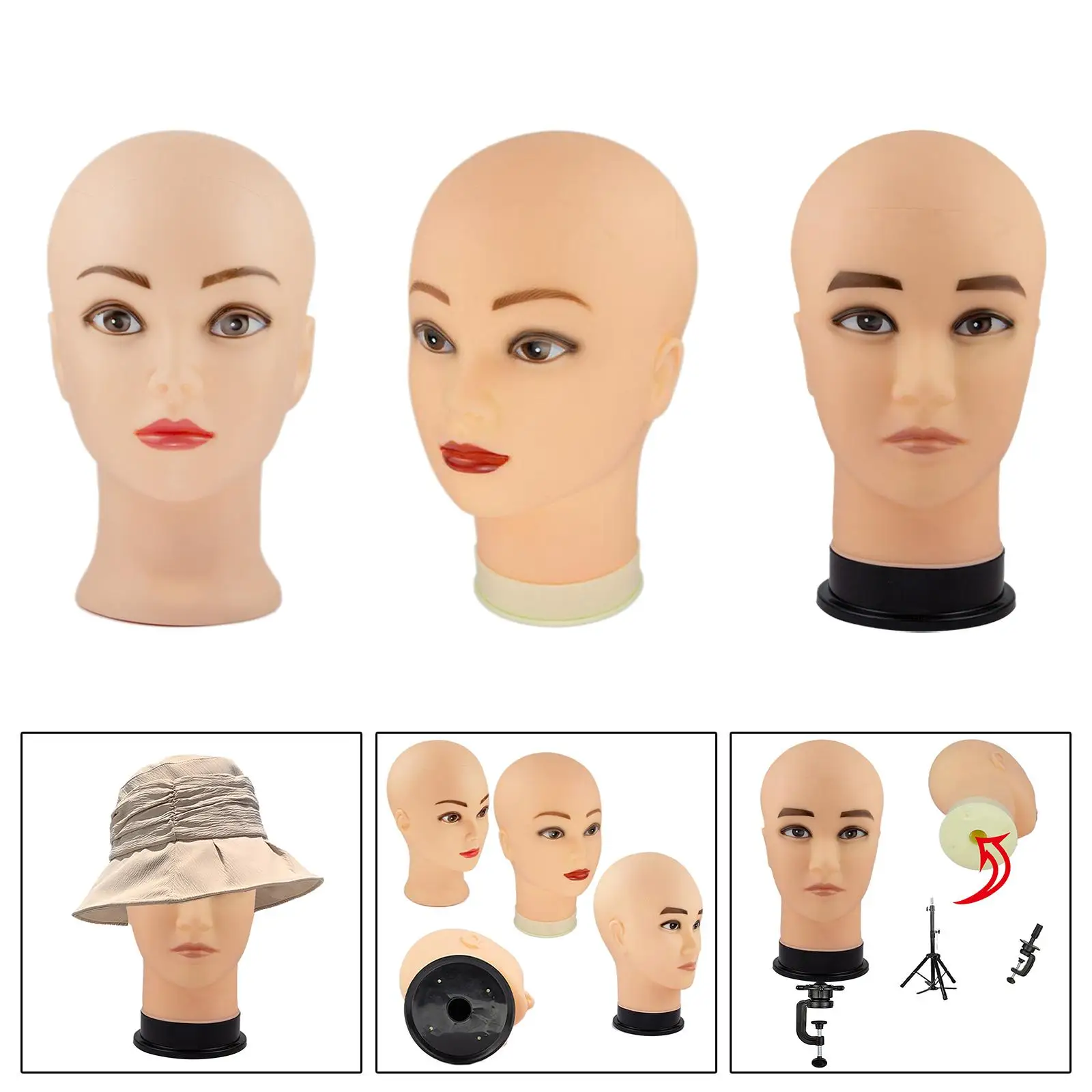 Foam Wig Head Display Stand for Headphones, Hats, And Hair Styling