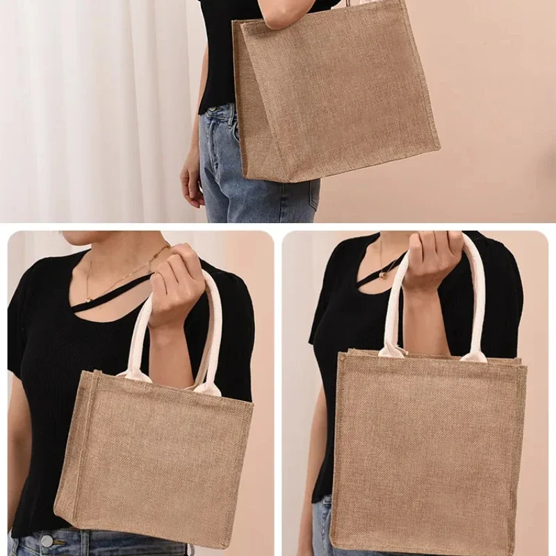 Linen Bag Hand-painted Cotton Sacks Jute Portable Imitation Sacks Linen Bags Shopping Bags Laminated Bags