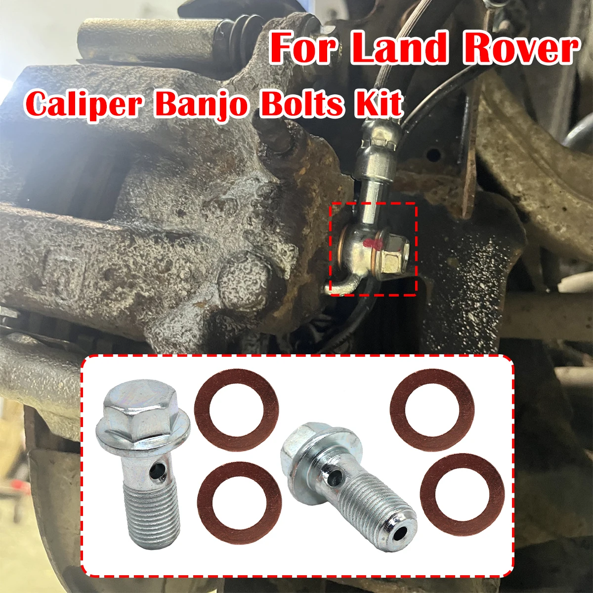 

For Land Rover FreeFor Lander 1 L314 Caliper Hose Lines Banjo Fittings Bolts Copper Sealing Crush Washers 1998-2004 2005 2006