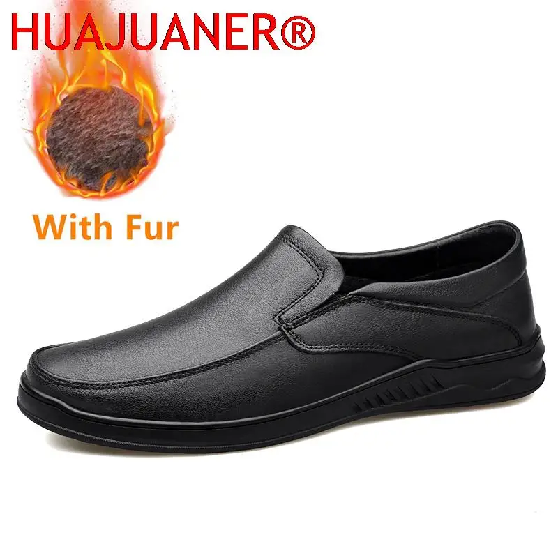 

All-match Genuine Leather Loafers Men Casual Leather Shoes Fashion Business Slip on Male Shoes Luxury Brand Man Winter Loafers